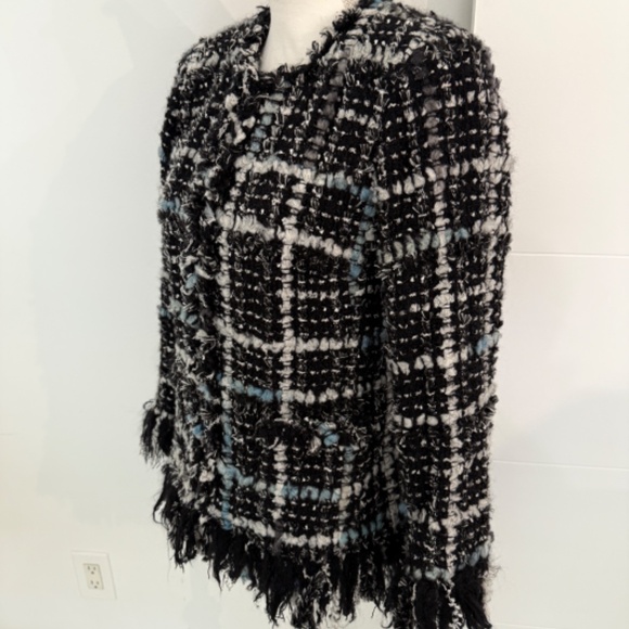 Chanel Classic Collarless Zipper Tweed Black Plaid ARTIC Jacket Blazer - Picture 5 of 16